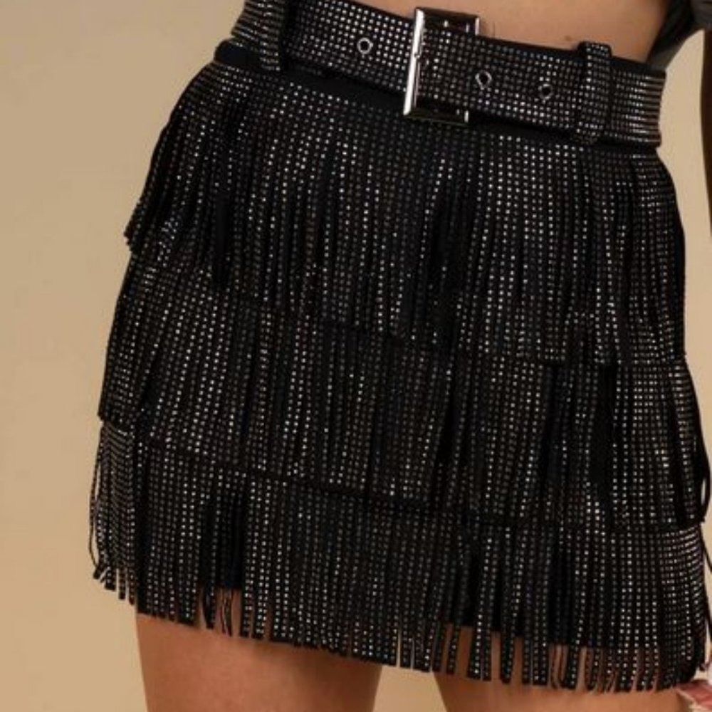 Shimmering Tassled fringed Skort